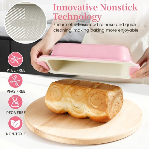 Kikcoin 25 PCS Non-Stick Baking Pans Set - Heavy-Duty Silicone Handles | Oven Safe to 450°F, Pink