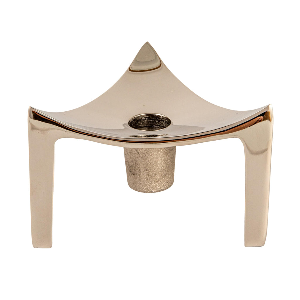 Bloomingville Metal Triangular Footed Taper Holder, Nickel Finish