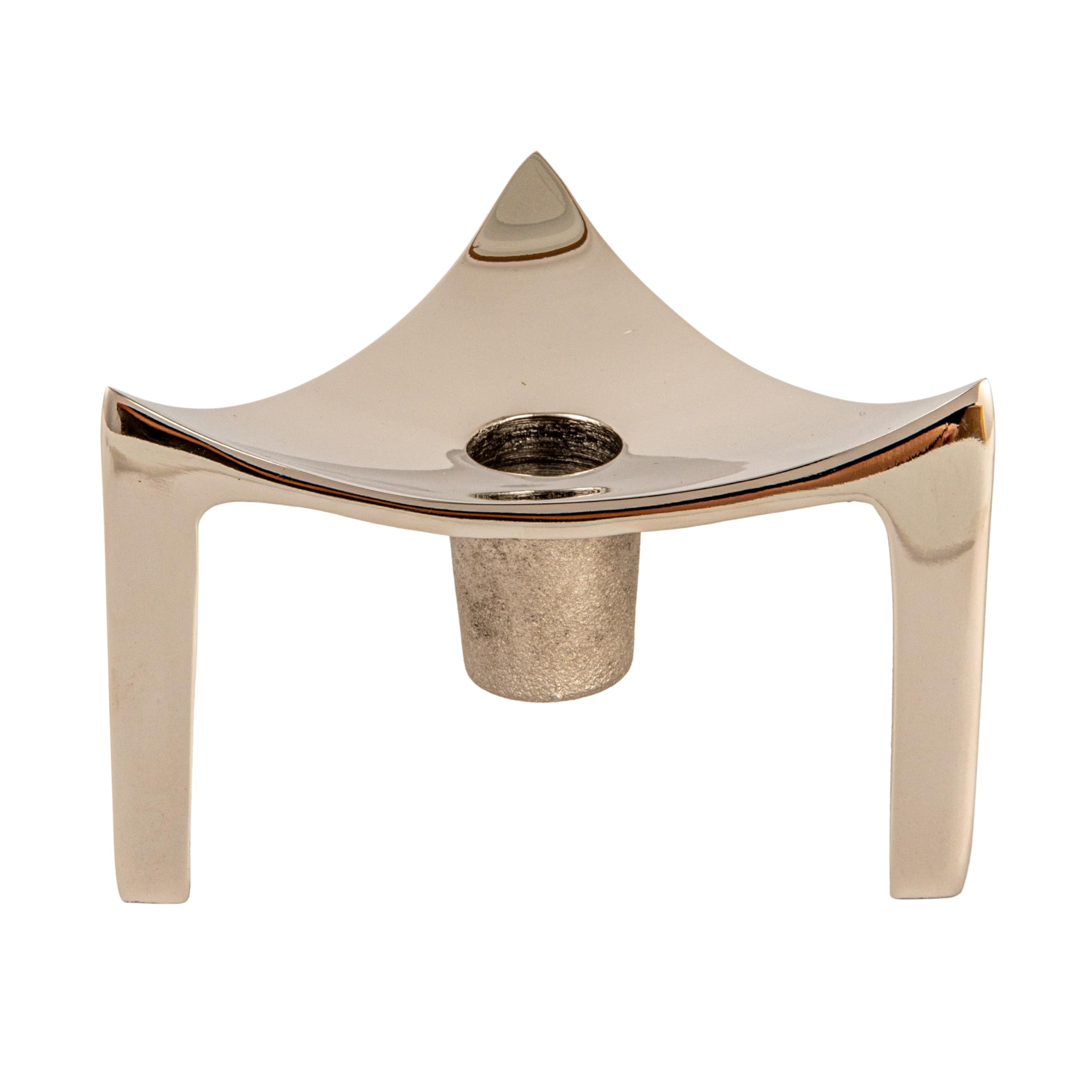 Bloomingville Metal Triangular Footed Taper Holder, Nickel Finish