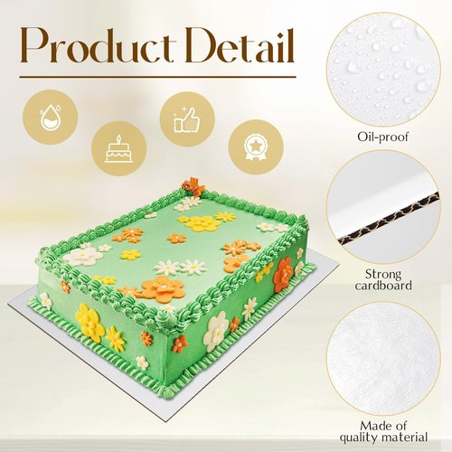 Dandat 100 Pcs Cake Board Rectangle 14x10 Inch White Quarter Cake Sheet Laminated Sturdy Cake Base Board Greaseproof Cake Stands Cake Cardboard Base Trays Pad for Pizza, Desserts, Pastries, Food