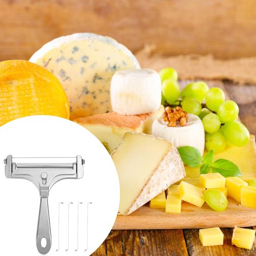 lasuroa Cheese Cutter, Stainless Steel Cheese Slicer with 4pcs Extra Wires Adjustable Handheld Butter Block Cutter for Cheddar Gruyere Mozzarella Kitchen Slicing Tools