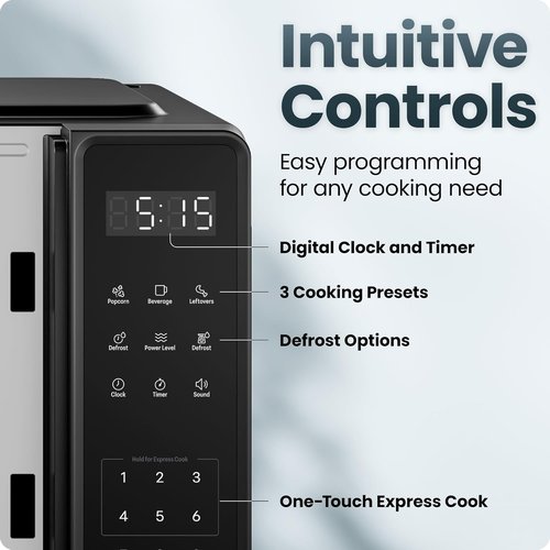 Chefman Microwave Oven - 0.7 Cu. Ft. Capacity, 700 Watts, 10 Power Levels & Child Safety Lock - Black