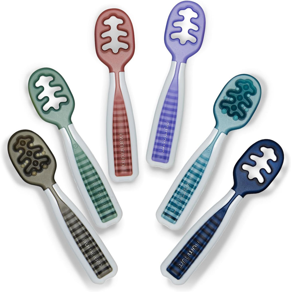 NumNum Baby Spoons Set - GOOtensils for Self-Feeding | BPA-Free Silicone Utensils for 6+ Months, 6 Pack