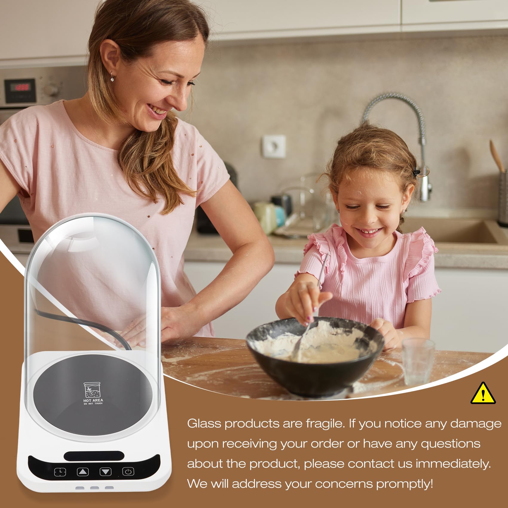 Sourdough Starter Warmer with Dome, Bread Starter Warmer with Precise 1°F Sourdough Temperature Control (70-100°F), Sourdough Warming Mat for Home Baking, 12-Hour Timer Sourdough Starter Warmer Mat