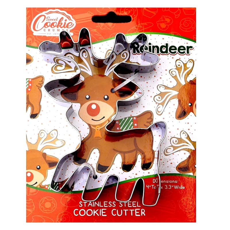 Premium Stainless Steel Rudolph Cookie Cutter - 4" Child & Family Safe