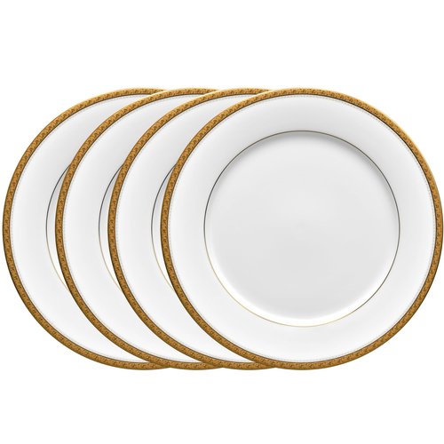 Noritake Charlotta Gold Set of 4 Dinner Plates, 10 1/2"