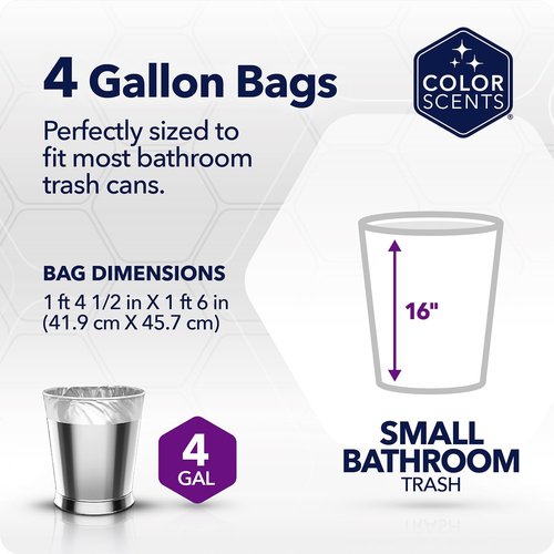 Color Scents 4 Gallon Garbage Bags - Small Scented Trash Bags for Bathroom & Bedroom | 720 Count | Made in USA