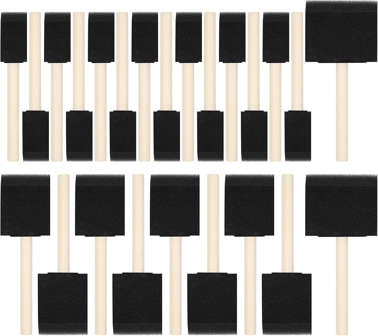 Skiennix Foam Paint Brushes - 24 Pcs Wood Handle Sponge Brushes for Painting & DIY Crafts | 1'', 2'', 3'' Sizes