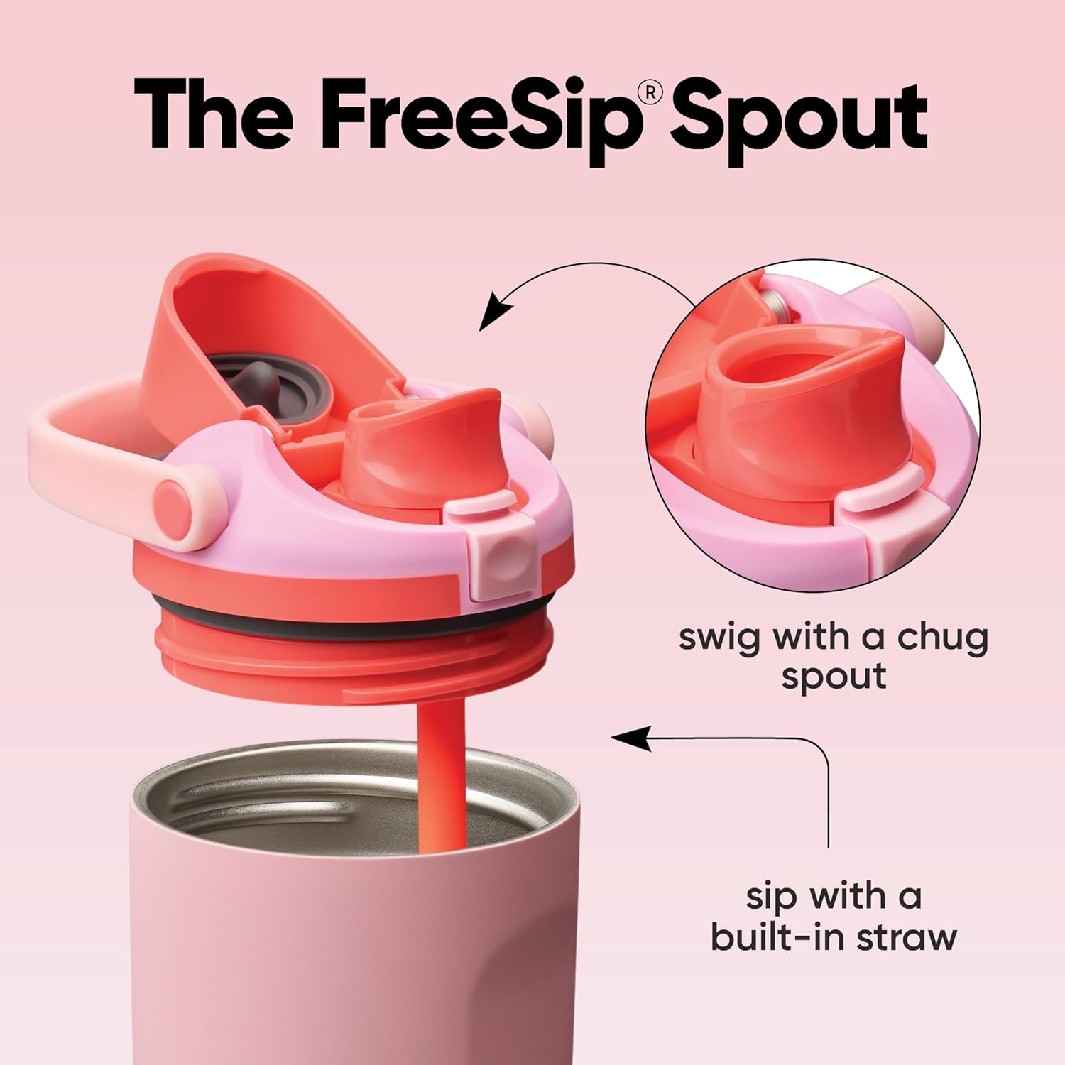 Owala FreeSip Sway Insulated Stainless Steel Water Bottle - 30oz, BPA-Free, Leak Proof, Pink