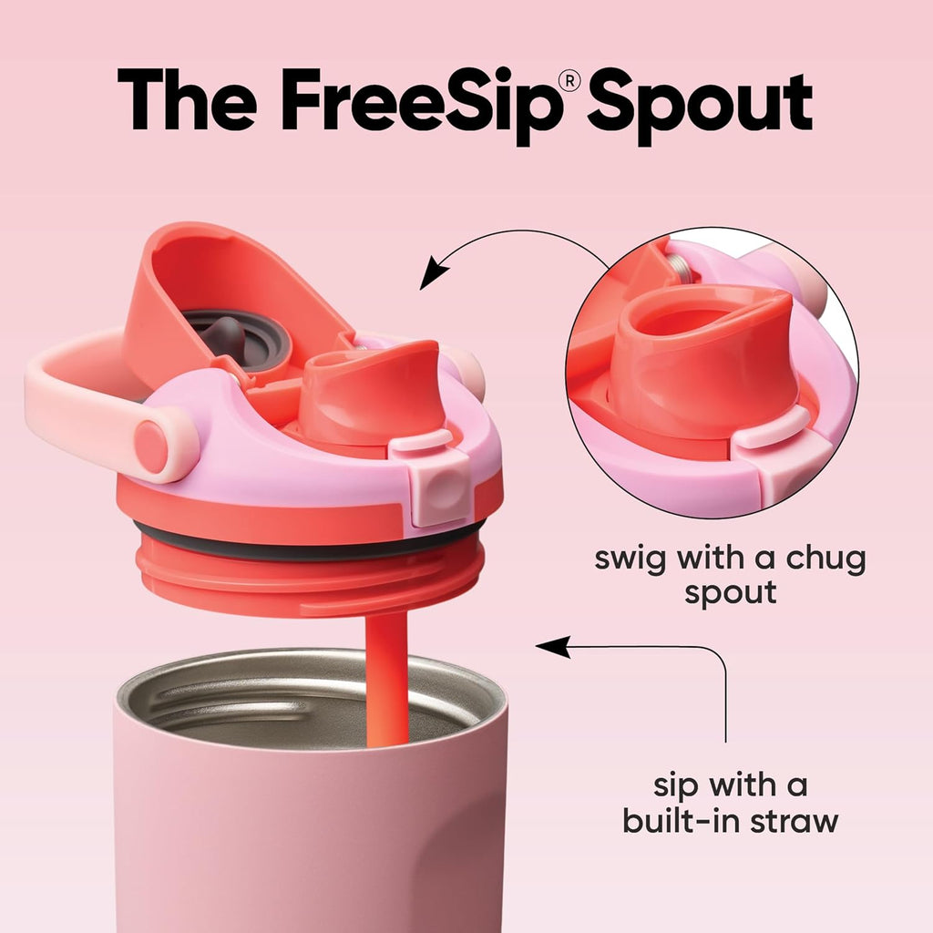 Owala FreeSip Sway Insulated Stainless Steel Water Bottle - 40oz, Two-Way Spout & Built-In Straw, Pink