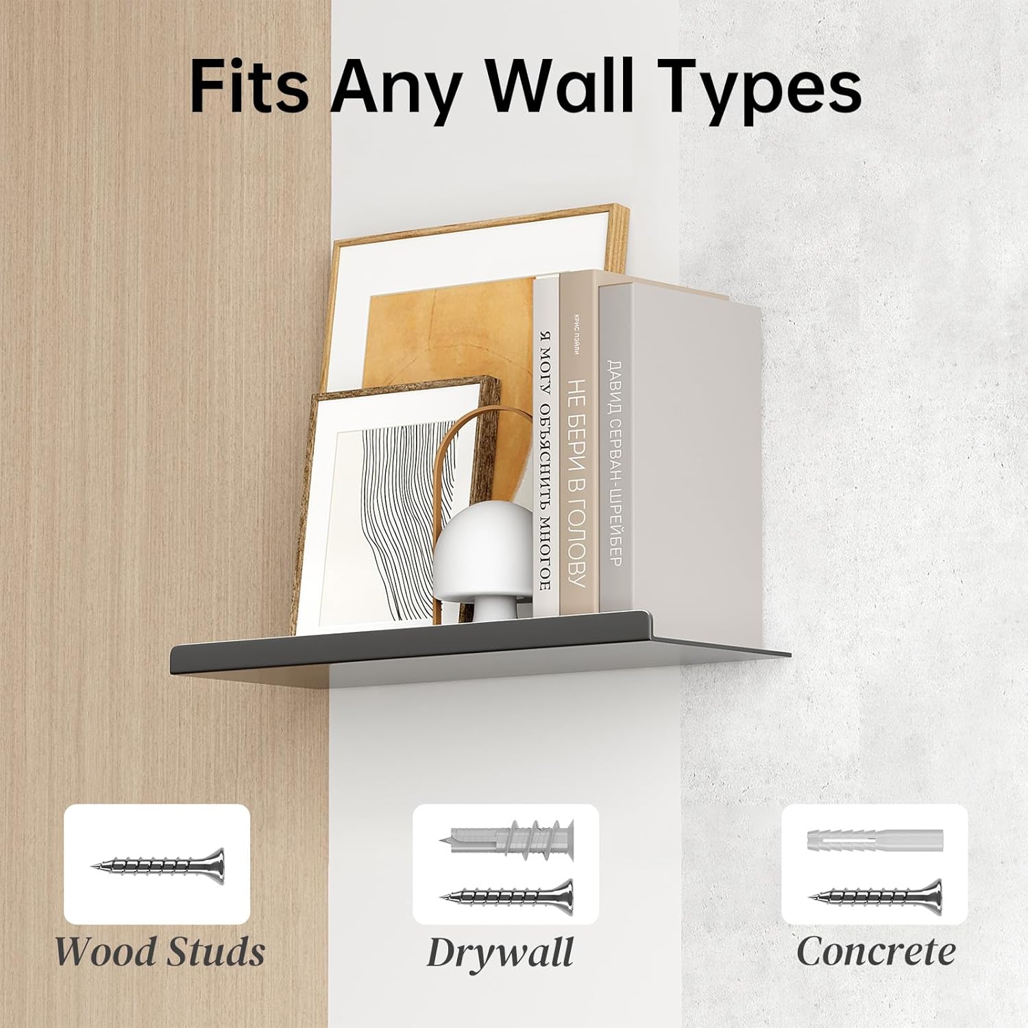 Skiennix Floating Wall Shelf - Modern Off-Center Metal Design for Decor | 12" Black Storage Solution
