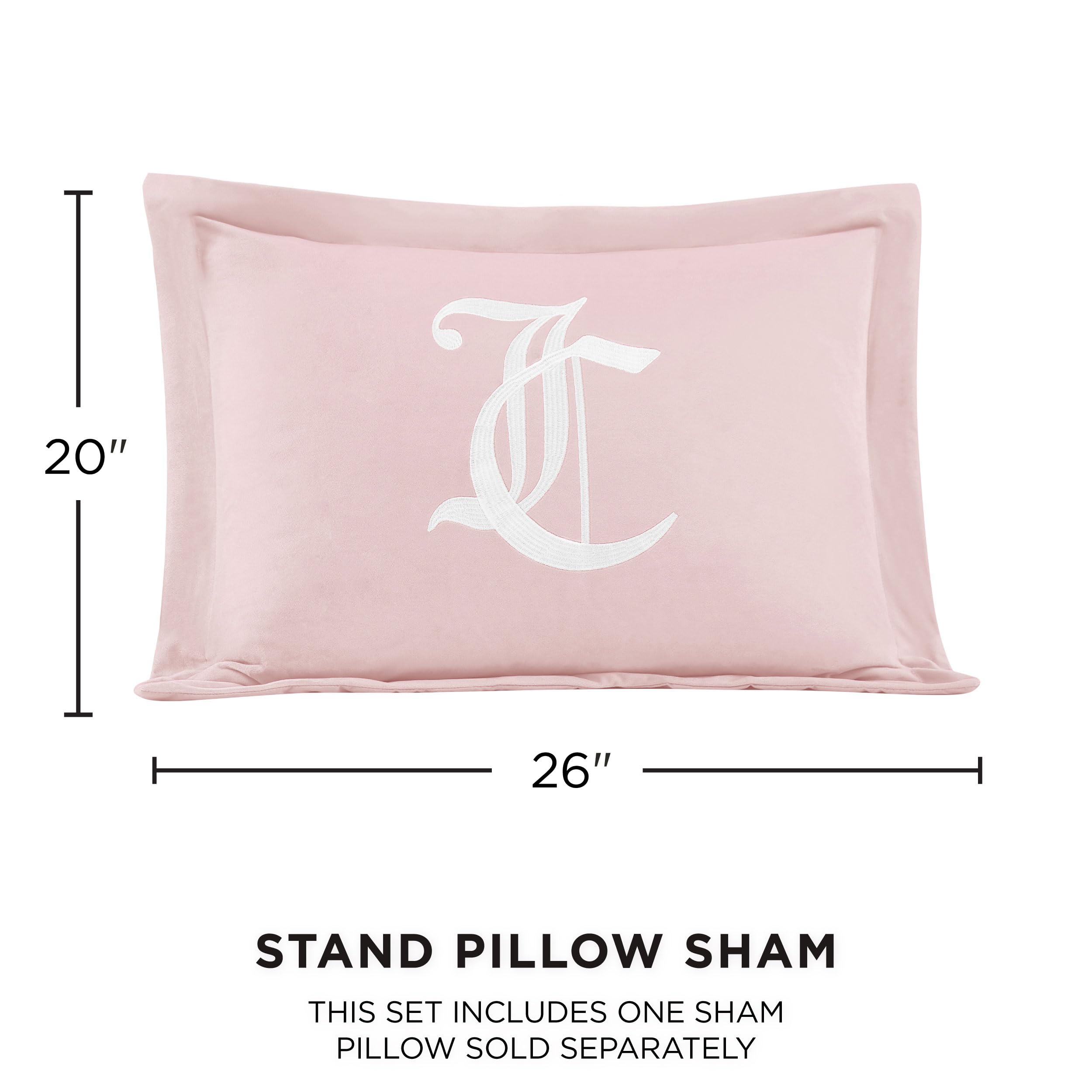 Juicy Couture - Comforter Set - Gothic Design Bedding - Twin/Twin XL - 2 Piece Set Includes (1) 90" x 68" Comforter and (1) 20" x 26" Sham - Wrinkle Resistant - Bedroom Decor - Marshmallow Pink