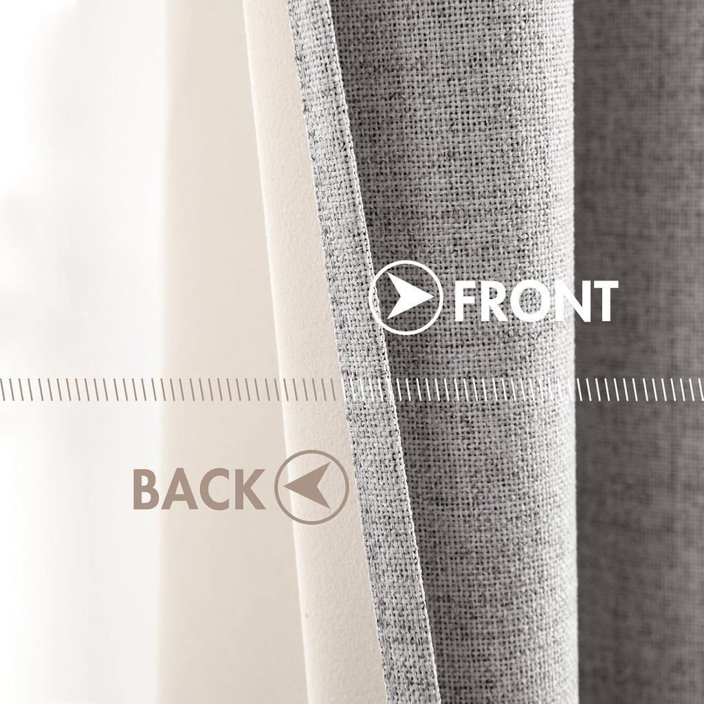 MIULEE Blackout Curtains - 100% Thermal Insulated Light Gray Linen Texture Drapes | 52x63 Inch (2 Panels)