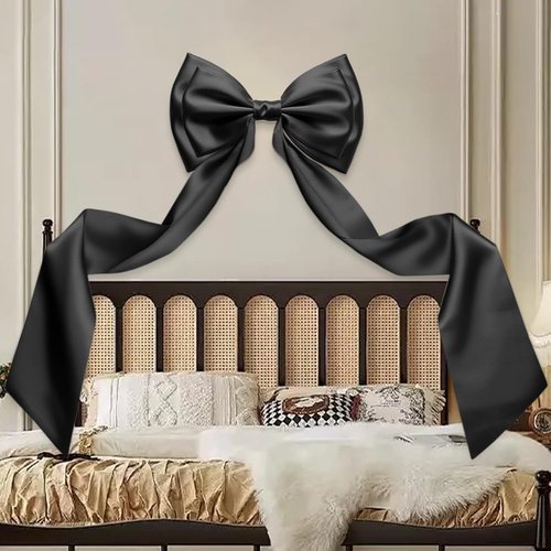 Giant Bow Decoration - 83x20 Inches Satin Bow for Party & Wedding Decor | Black Coquette Bows
