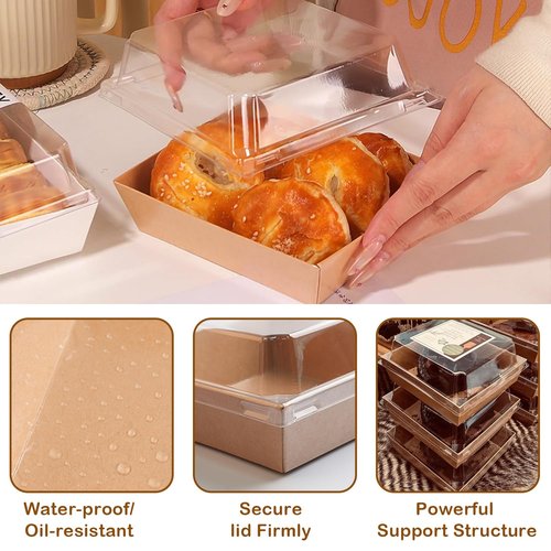 IFUCTYE 50 Pack Charcuterie Boxes with Clear Lids - Small Charcuterie Boxe 4 Inch Dessert Boxes for Presenting and Transporting an Assortment of Slice Cakes, Strawberries and Other Delicacies