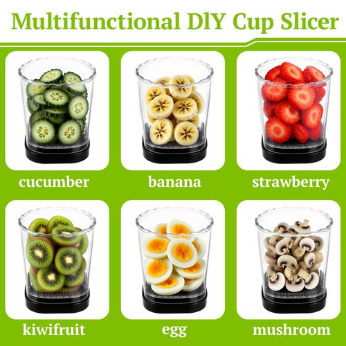 Hendiy Strawberry Slicer with Stainless Blades | Egg & Fruit Slicer Cup for Banana, Cucumber, Mushroom | ABS Detachable Kitchen Gadget - Precision Berry Cutter Tool (Black, 1-Pack)