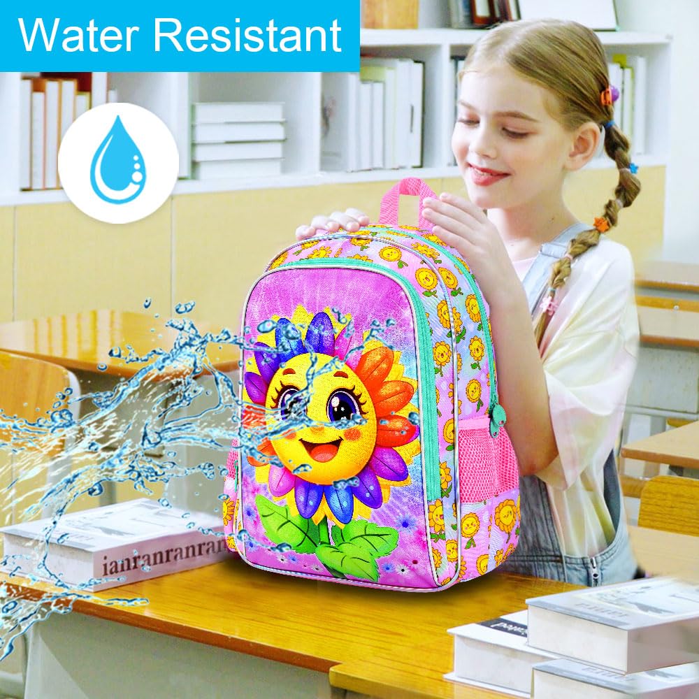gxtvo 3PCS Girls Dog Bookbag, 16" Kids Backpackwith Lunch Box, Water Resistant School Bag for Elementary Preschool Toddler