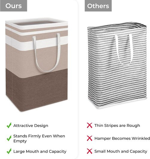 HomeHacks Large Waterproof Laundry Basket - 88L Freestanding Hamper with Extended Handles | Brown
