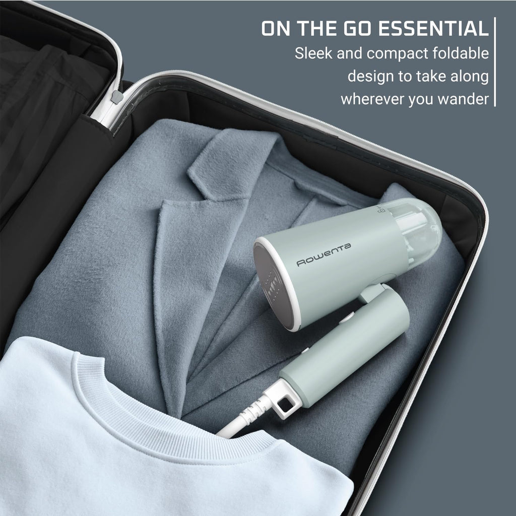 Rowenta Mini Travel Steamer - Portable Handheld Clothes Steamer with 2.3 Oz Tank, 1100 Watts, Green