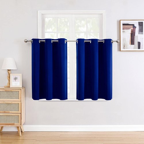ChrisDowa Small Window Curtains - Grommet Thermal Insulated Room Darkening Panels, Royal Blue, 42 x 36 Inch
