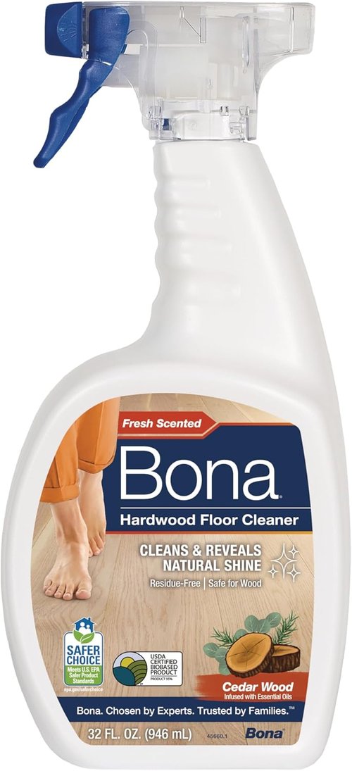 Bona Hardwood Floor Cleaner Spray - 32 Fl Oz | Cedar Wood Scent - Refillable & Residue-Free Solution