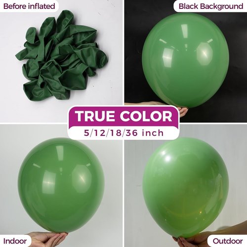 Bezente 36-Inch Sage Green Giant Balloons - 8 Pack Jumbo Olive Green Round Latex for Parties