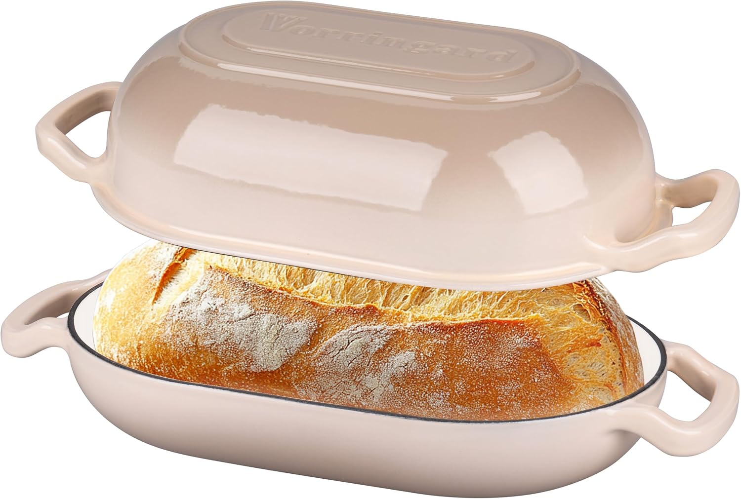 VORRINGARD Enameled Cast Iron Dutch Oven - 5QT Sourdough Bread Pan with Lid for Perfect Homemade Baking | Latte Color