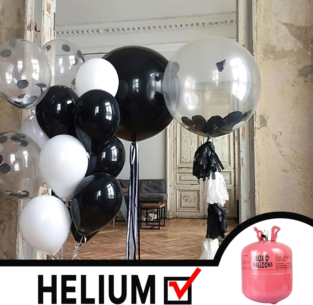 PartyWoo Black Foil Balloons - 50 Inch Jumbo Round Mylar Balloons for Halloween & Birthday Celebrations