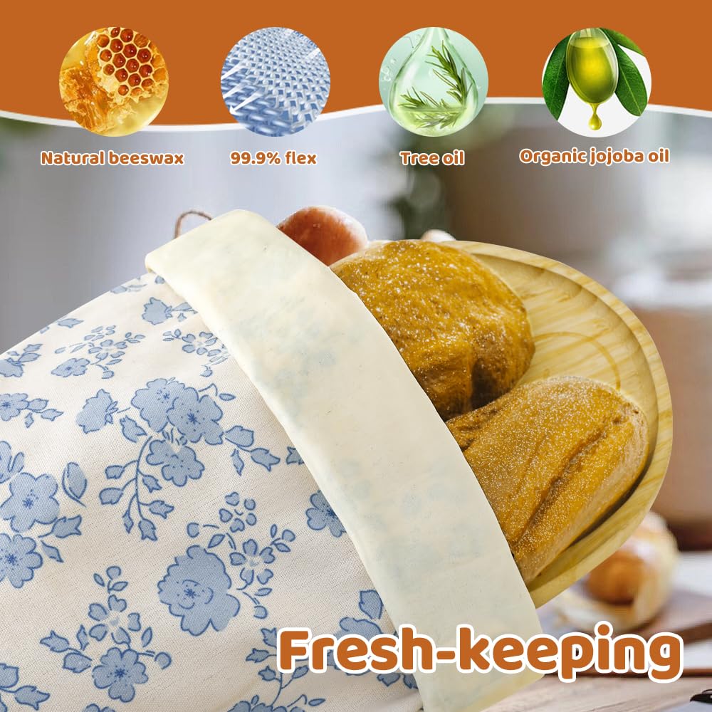 Beeswax Bread Bags for Homemade bread,2 Pack Sourdough Bread Bags,Reusable Bread Bourdough Storage