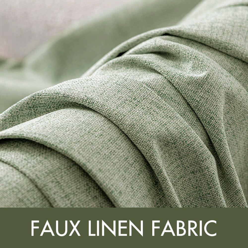 MIULEE Blackout Curtains - 100% Thermal Insulated Linen Texture Drapes | Sage Green, 52x96 Inch (2 Panels)