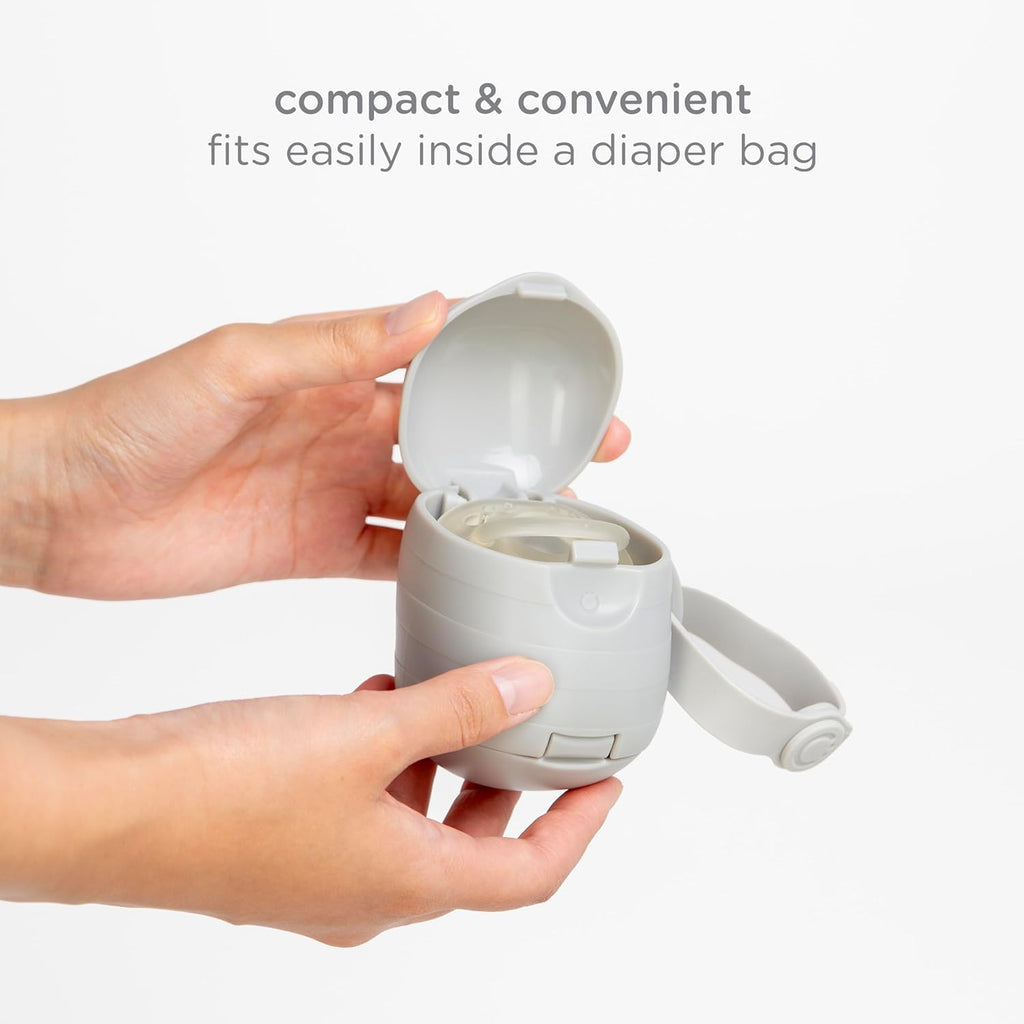 Ubbi On-the-Go Dual Pacifier Holder - Keep Baby's Binkies Clean & Accessible | Portable Travel Accessory in Gray