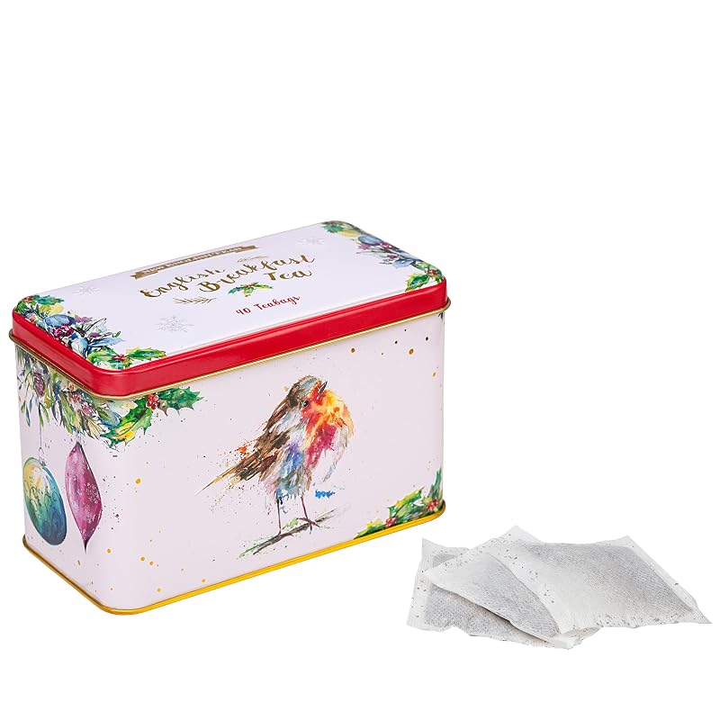 Christmas Robin Tea Tin with 40 English Breakfast Tea Bags