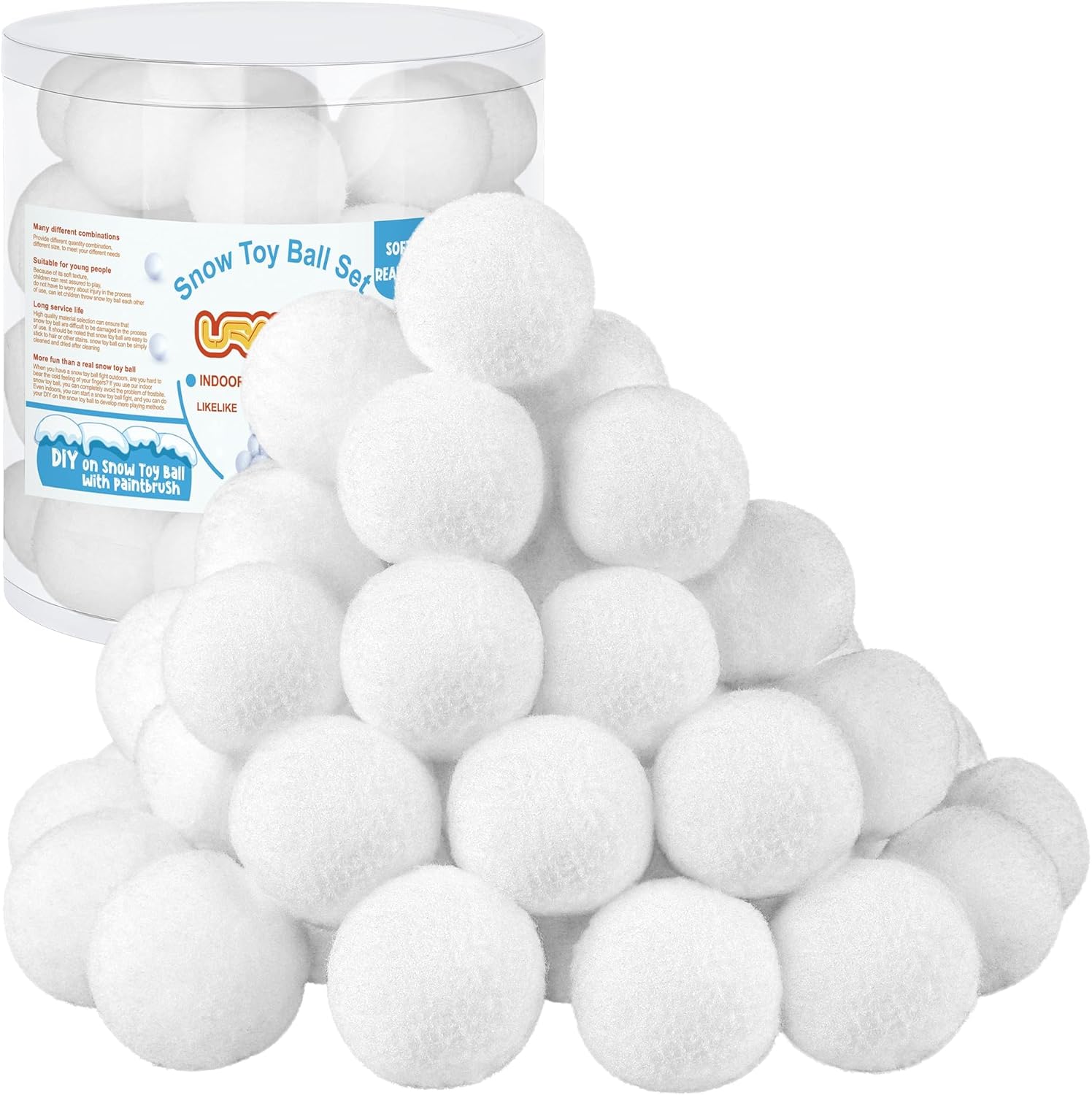 URATOT Snow Toy Balls - 40 Pack Plush Fake Snowballs for Kids | Soft Indoor Winter Fun