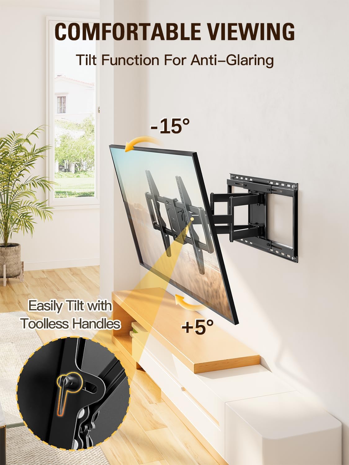 Mounting Dream TV Wall Mount - Full Motion Articulating Dual Arms for 42-86" TVs | Max VESA 600x400mm, 132 lbs Capacity