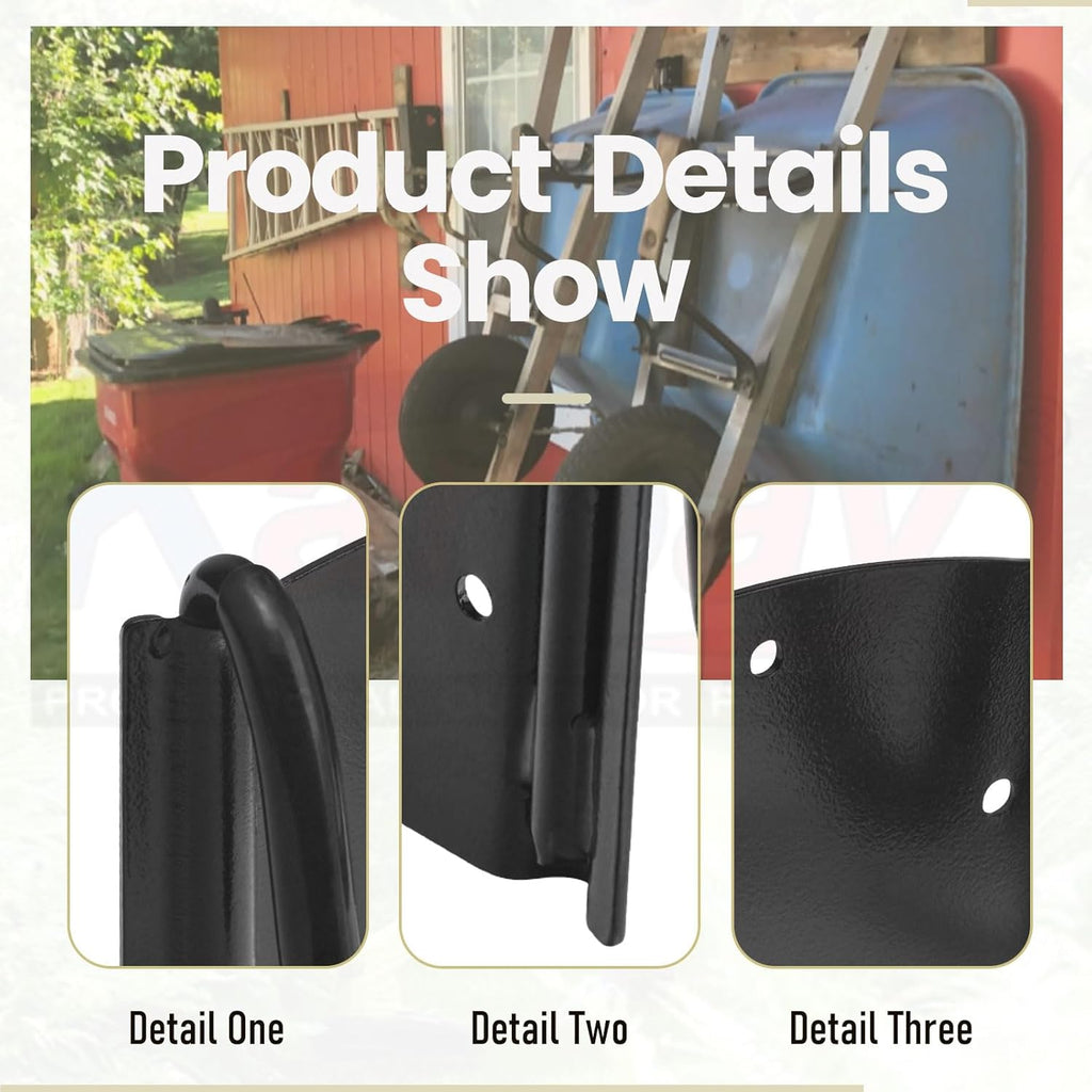 Wheelbarrow Storage Bracket by [Brand Name] - Heavy Duty 90 lbs Capacity with Spring Loaded Lift Latch