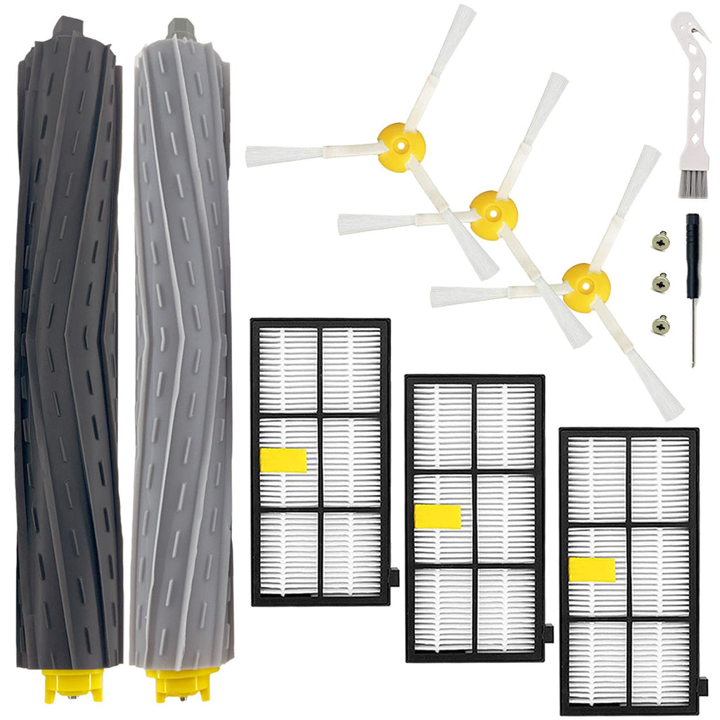 Replacement Roomba 800 900 Series Replacement Parts Compatible with irobot Roomba 805 960 860 861 866 870 880 890 900 960 980 981 985 Robot Vacuum 1 Debris Extractor 3 Filters 3 Side Brushes & 3Screws