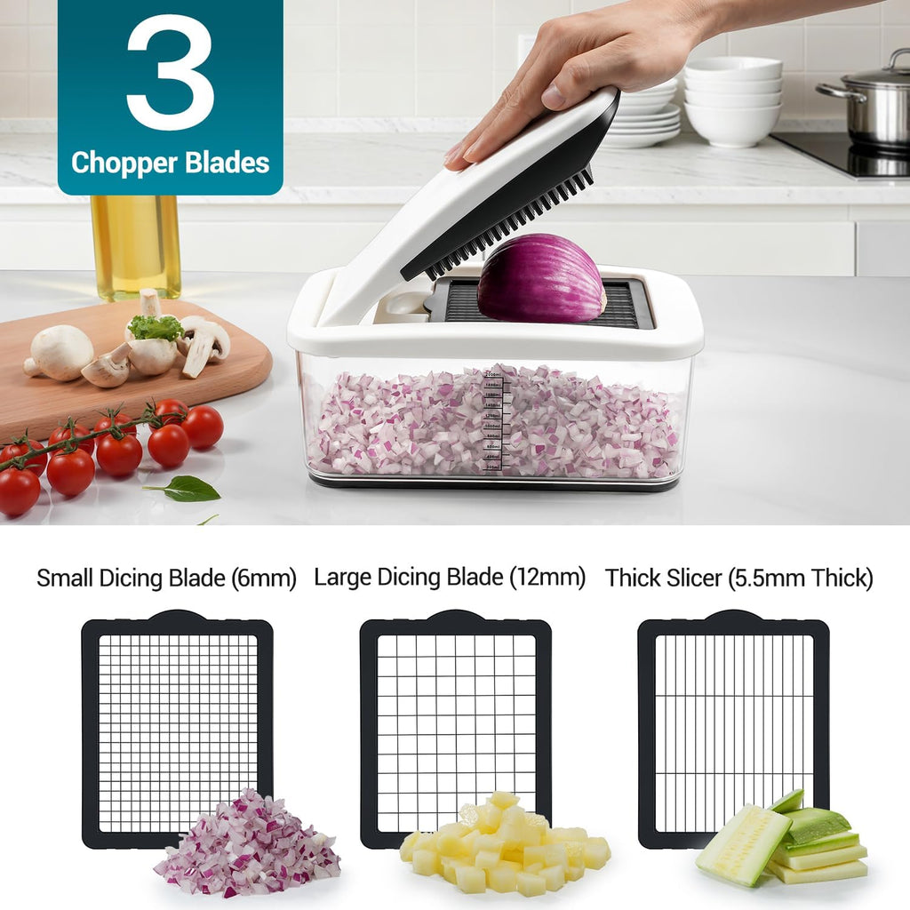 Sopito Vegetable Chopper - Multifunctional Mandoline Slicer with 6 Blades & Container for Easy Food Prep