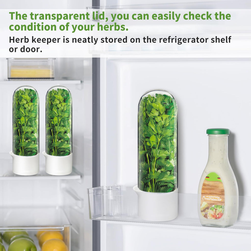 UEOZ Herb Keeper for Refrigerator, Herb Saver for Refrigerator, Vegetable Preservation Bottle for Cilantro, Mint, Parsley, Asparagus, Keeps Greens Fresh for 2-3 Weeks (1PCS)