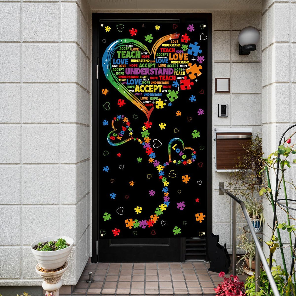 Skiennix Autism Awareness Banner - Puzzle Piece Heart Design for Home & Party Decor