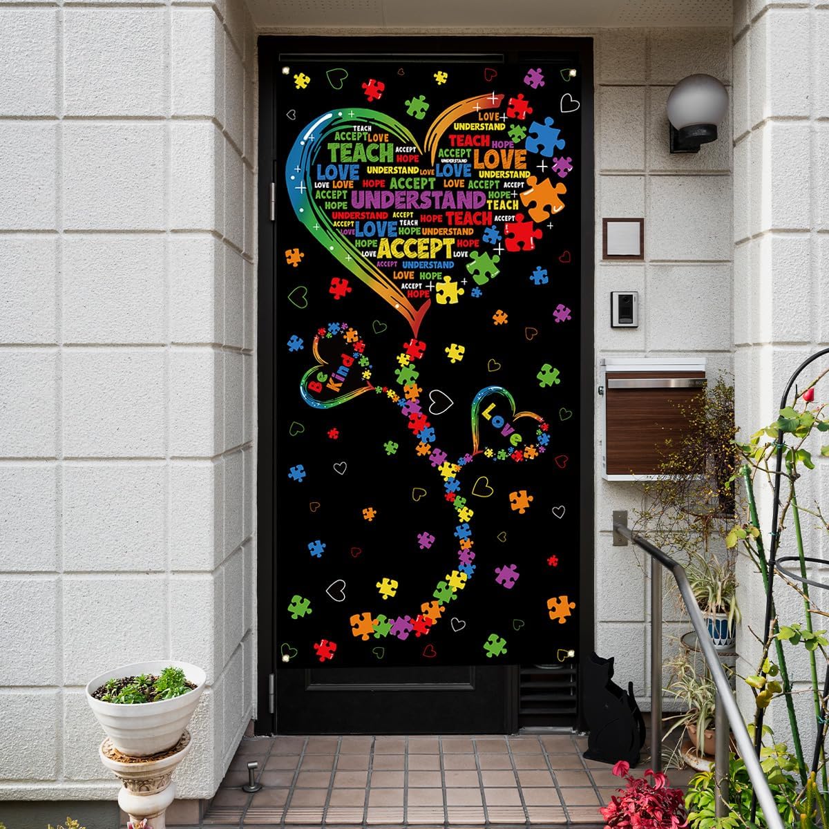 Skiennix Autism Awareness Banner - Puzzle Piece Heart Design for Home & Party Decor