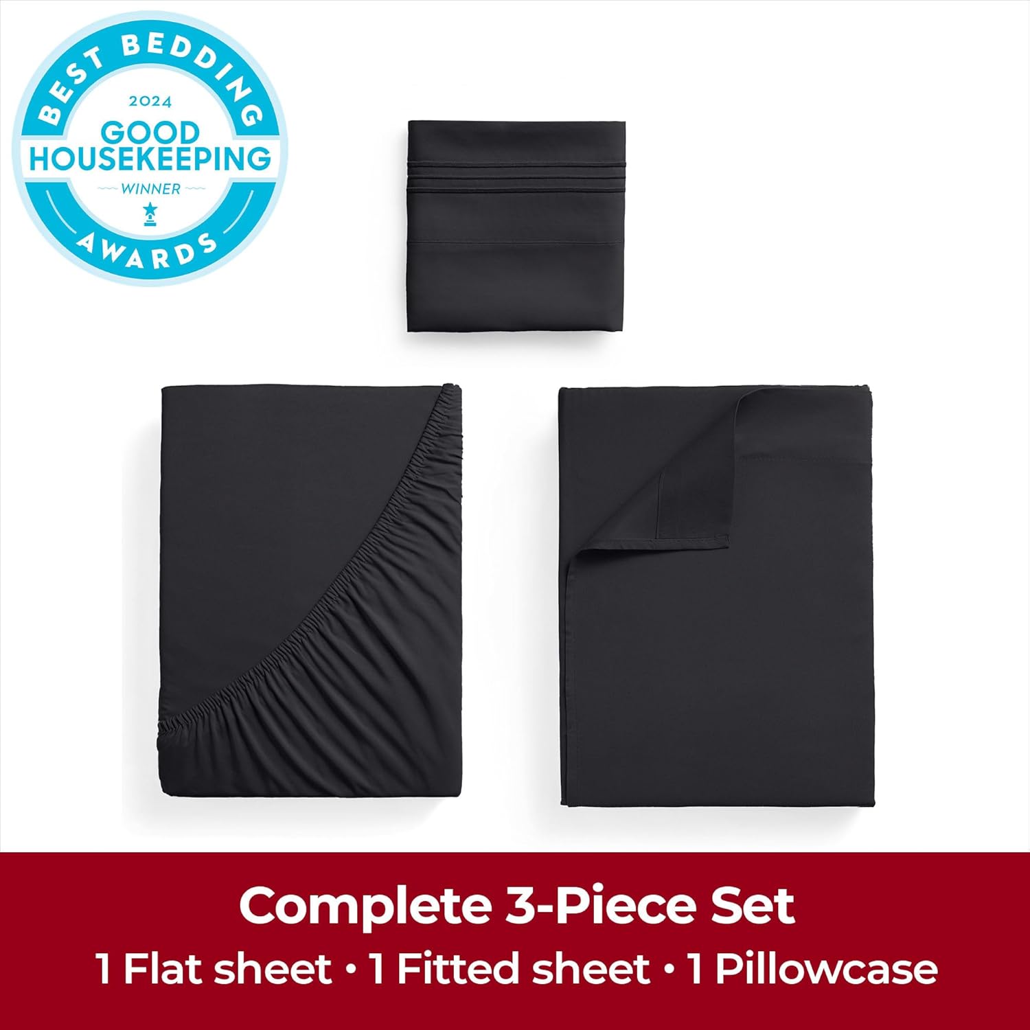 Mellanni Extra Deep Twin XL Sheets - Hotel Luxury, Ultra Soft Cooling Bedding - Wrinkle & Stain Resistant (Black)