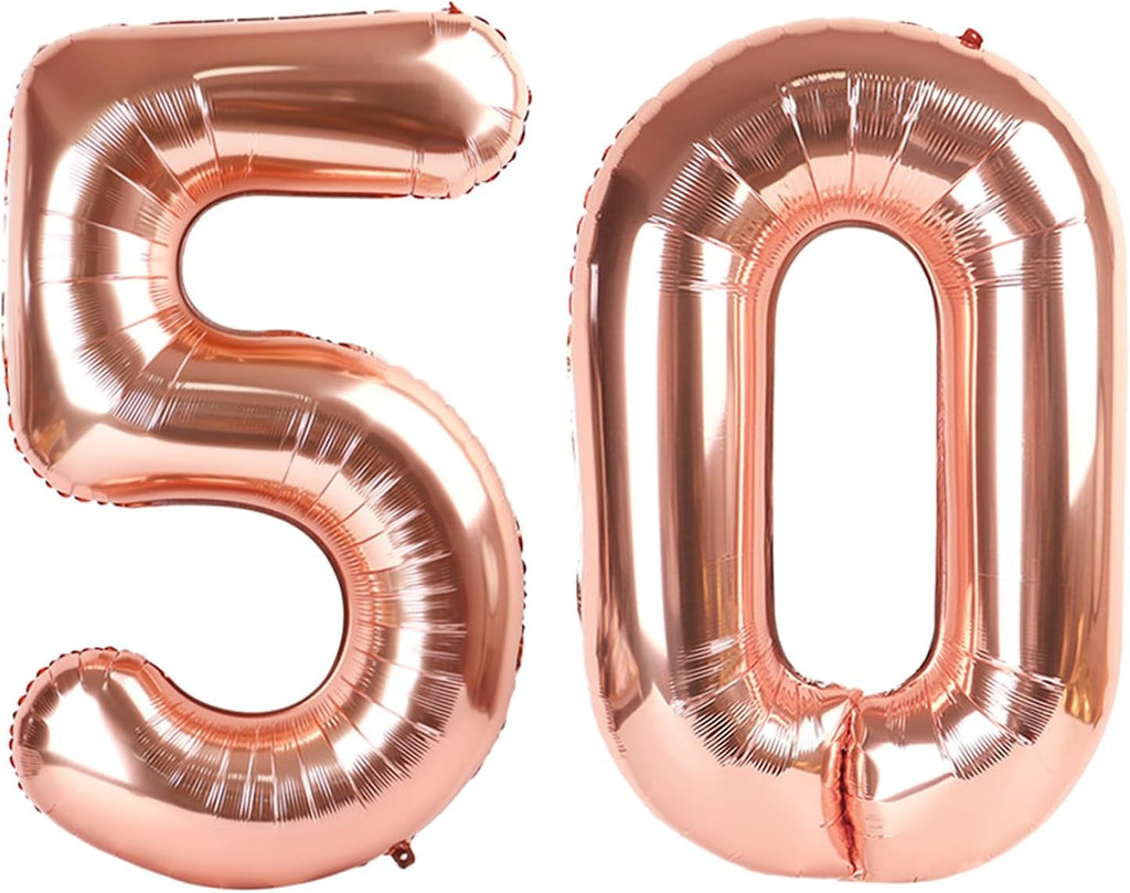 Regine Switzerland 50 Balloon Number - Rose Gold 40-Inch Birthday Decorations for 50th Celebrations | Perfect for Weddings, Anniversaries, and Graduations