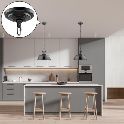 MAYOMAJO 6 Inch Light Canopy Kit with Heavy Duty, Replacement Cover Plate with Mounting Hardware for Chandelier, Pendant Light, Swag Light, Flower Basket or DIY Projects (Black)