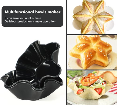 Koluti Tortilla Bowl Maker - Nonstick Silicone Taco Salad Shell Pan | 3 Pack, Oven & Microwave Safe, Black