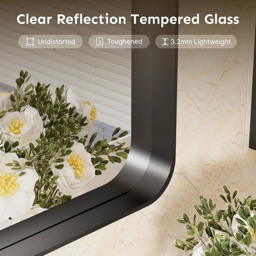 Kosmonia Bathroom Vanity Mirror - 20x16 Inch Aluminum Framed, Farmhouse Style, Anti-Rust, HD Reflection, Black
