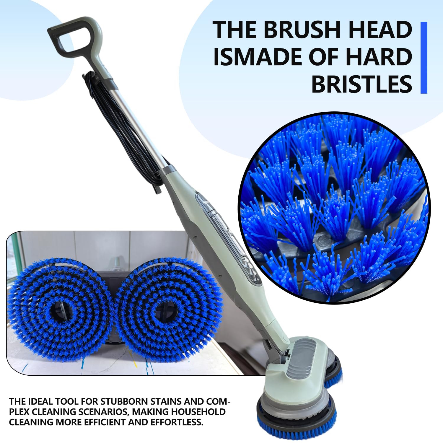 Steam Mop Pads Replacement Brush Head for Shark Steam and Scrub Mop S7000/S7001/S8201/s7201 Series Brush Heads with Nylon Bristles, Deep Clean Hardwood & Tile Floors Grout, Scratch-Free Polish(blue)