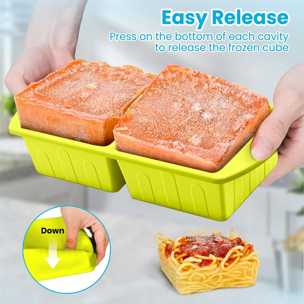 Skiennix Silicone Freezer Trays - 2 Pack With Lid for Easy Storage | Leakproof Soup Molds, 2 Cup