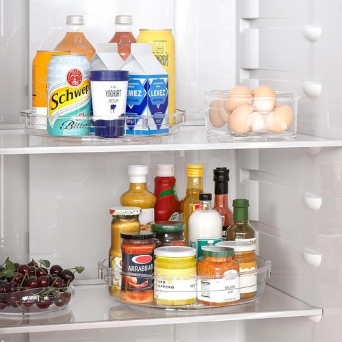 LAMU Lazy Susan Organizer - Clear Turntable for Kitchen & Bathroom Storage | 2 Sizes: 12in & 10.6in