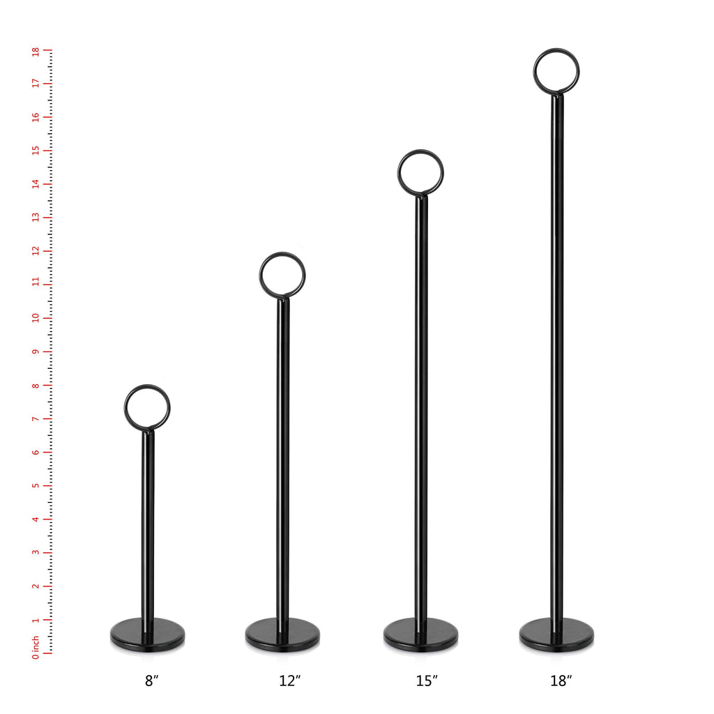 New Star Foodservice Ring-Clip Table Number Holder / Place Card Stand, 18 Inch, Black Finish, Set of 12