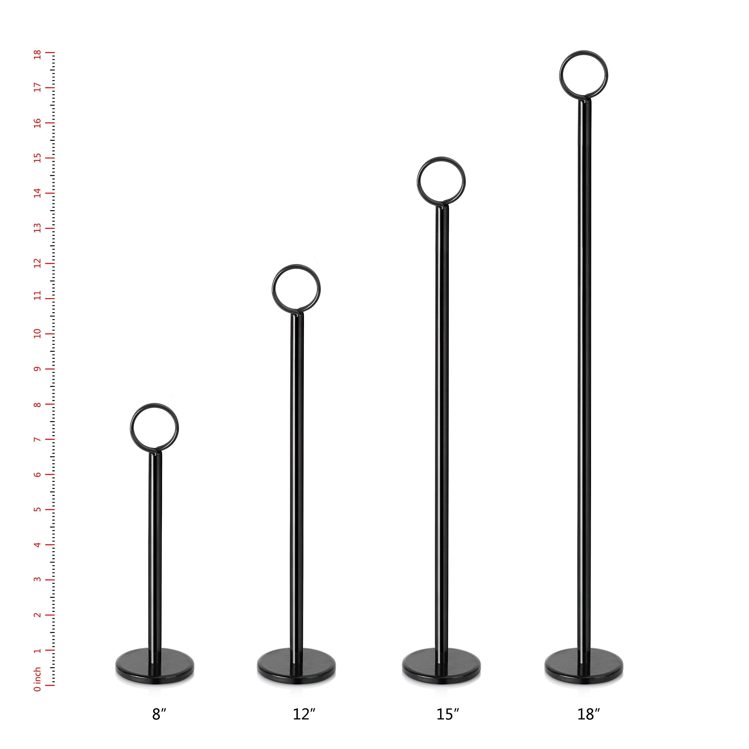 New Star Foodservice Ring-Clip Table Number Holder / Place Card Stand, 18 Inch, Black Finish, Set of 12
